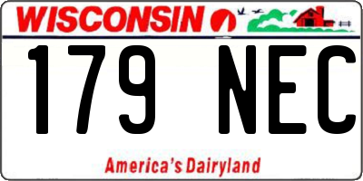 WI license plate 179NEC