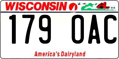 WI license plate 179OAC