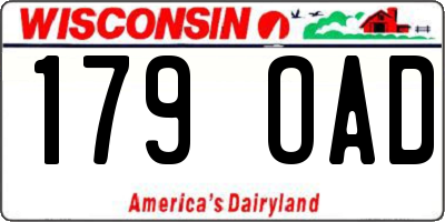 WI license plate 179OAD