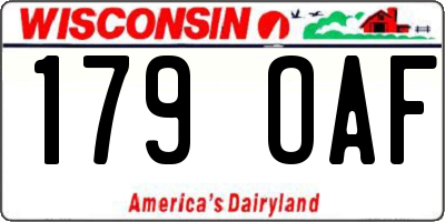 WI license plate 179OAF