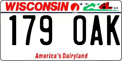 WI license plate 179OAK
