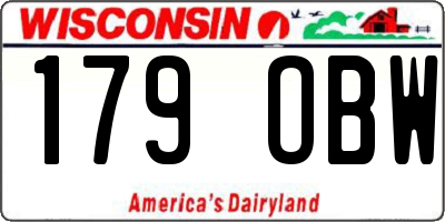 WI license plate 179OBW
