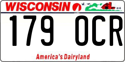 WI license plate 179OCR