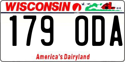 WI license plate 179ODA