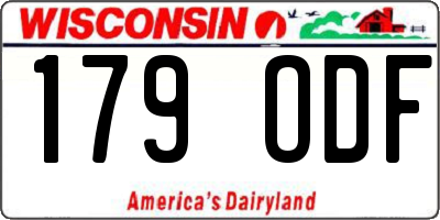 WI license plate 179ODF