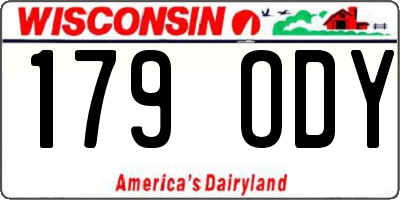 WI license plate 179ODY
