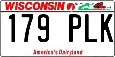 WI license plate 179PLK
