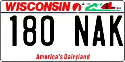 WI license plate 180NAK