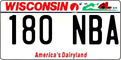 WI license plate 180NBA