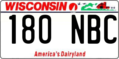 WI license plate 180NBC