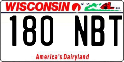 WI license plate 180NBT