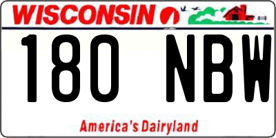 WI license plate 180NBW