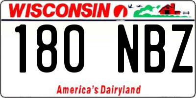 WI license plate 180NBZ