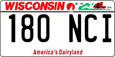 WI license plate 180NCI