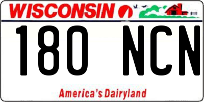 WI license plate 180NCN