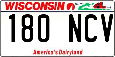 WI license plate 180NCV