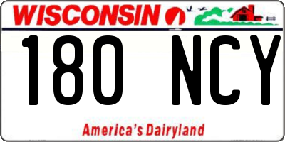 WI license plate 180NCY