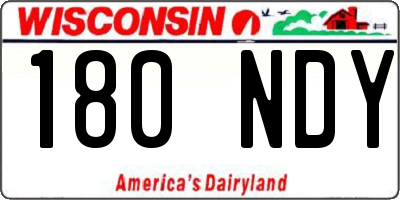WI license plate 180NDY