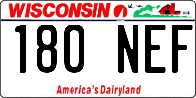 WI license plate 180NEF