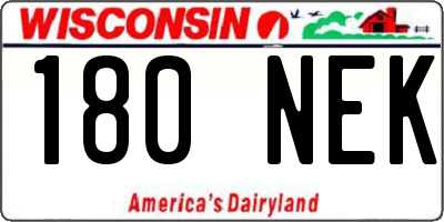 WI license plate 180NEK
