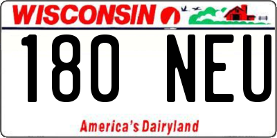 WI license plate 180NEU