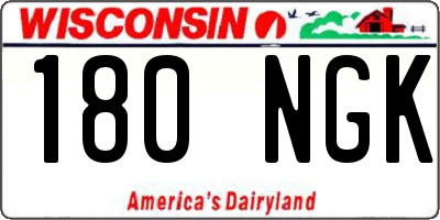 WI license plate 180NGK