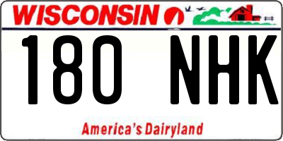 WI license plate 180NHK