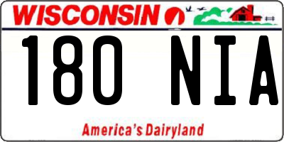 WI license plate 180NIA