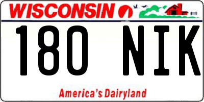 WI license plate 180NIK
