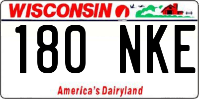 WI license plate 180NKE