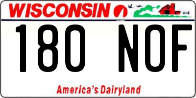 WI license plate 180NOF