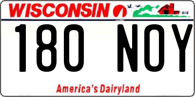 WI license plate 180NOY