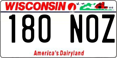 WI license plate 180NOZ