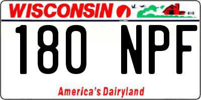 WI license plate 180NPF