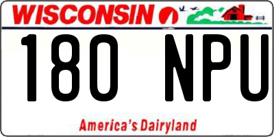 WI license plate 180NPU
