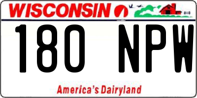 WI license plate 180NPW