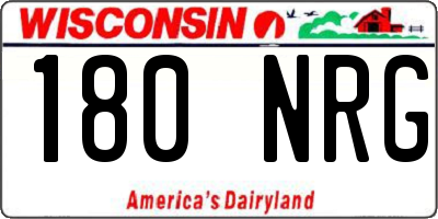 WI license plate 180NRG