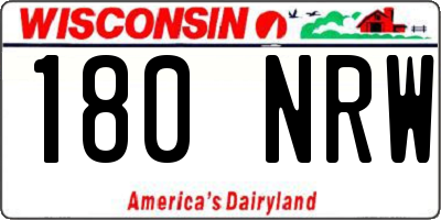 WI license plate 180NRW