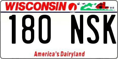 WI license plate 180NSK