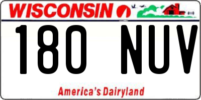 WI license plate 180NUV