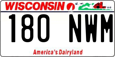WI license plate 180NWM