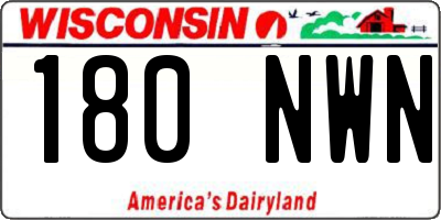 WI license plate 180NWN