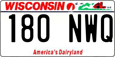 WI license plate 180NWQ