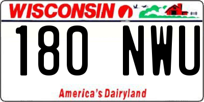 WI license plate 180NWU