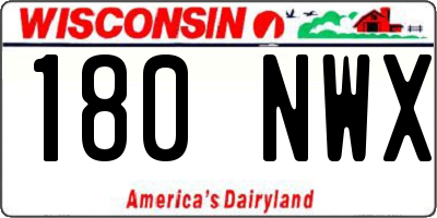 WI license plate 180NWX
