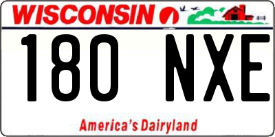 WI license plate 180NXE