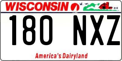 WI license plate 180NXZ