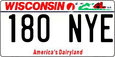 WI license plate 180NYE
