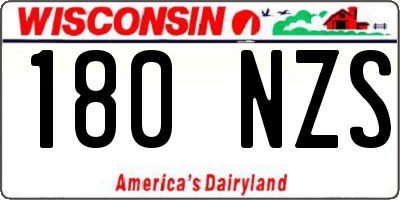 WI license plate 180NZS