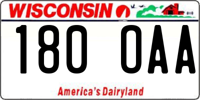 WI license plate 180OAA